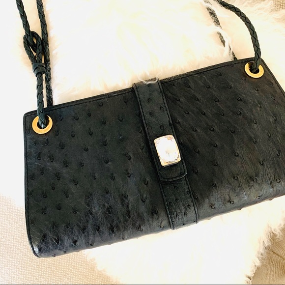 Loro Piana Handbags - SALE! LORO PIANA OSTRICH BAG W/ JEWEL ACCENT NAVY